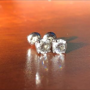 Lot of Three Pairs of Diamond Stud Earrings